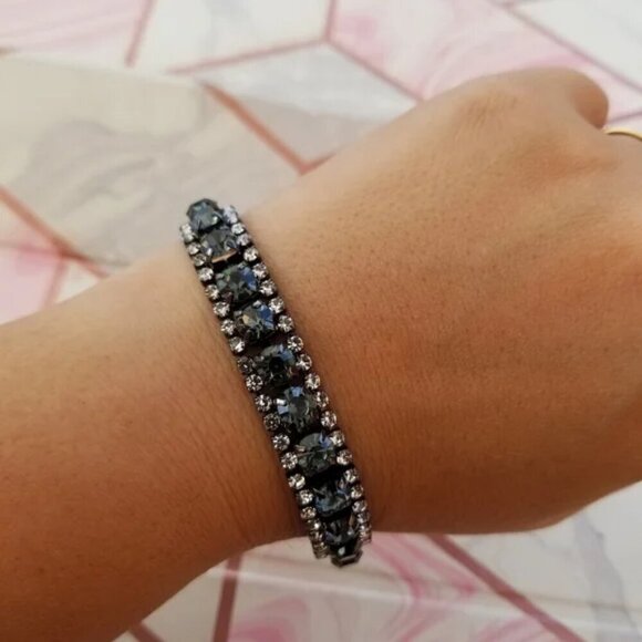 Chupchick Jewelry - Black gemstones with rhinestones lightweight tennis bracelet.